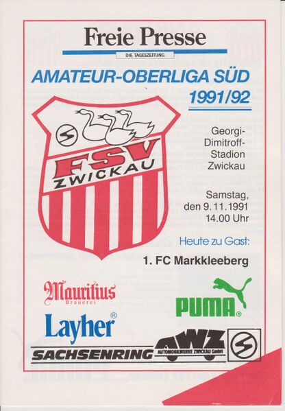 Datei:Cover Heimspiel Markkleeberg 91-92.jpg