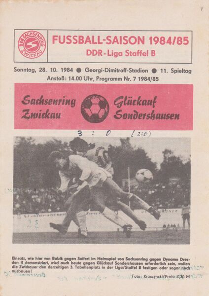 Datei:Cover Heimspiel Sondershausen 84-85.jpg